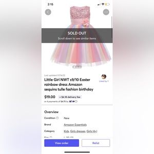 SOLD!! Little Girl Easter rainbow dress sequins tulle ribbons dress size 9/10